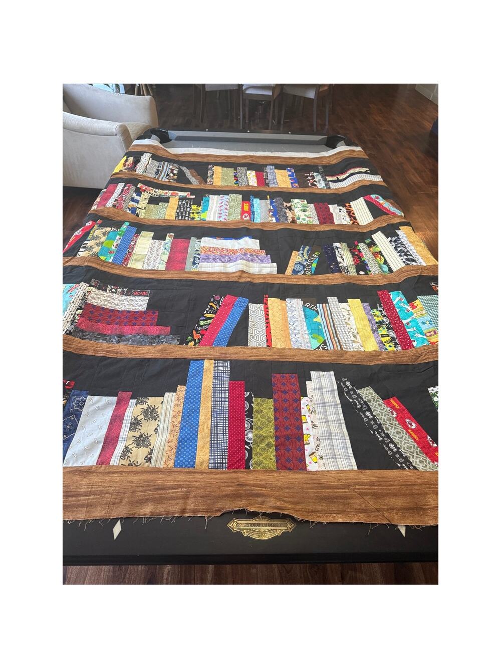 Hand Pieced Bookshelf Quilt Top 71x78 Library Book Lover Cottagecore Blanket